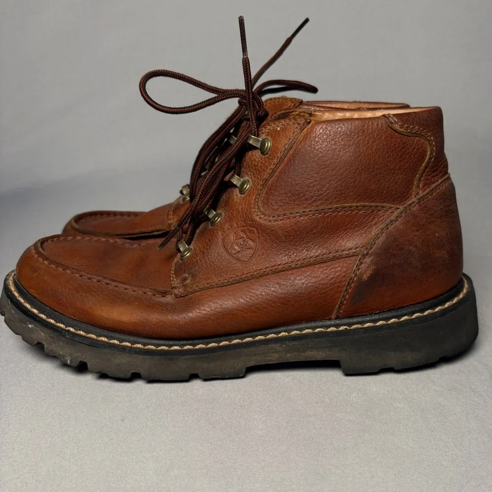 Ariat Mens Brown Leather Moc Toe Lace Up Ankle Boots Style 37720 Size 8.5 M